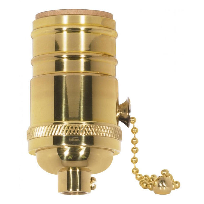 Satco 80-1052 On-Off Pull Chain Socket 1/8 IPS 4 Piece Stamped Solid Brass Polished Brass Finish 660W 250V