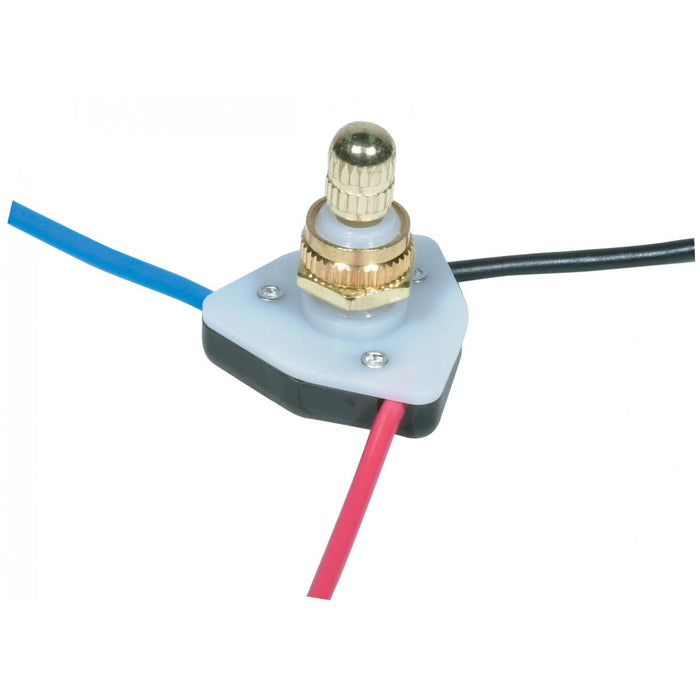 Satco 80-1140 Hi-Low Metal Rotary Switch With Diode 2 Circuit 6A-125V, 3A-250V Rating On-Off Function Brass Finish