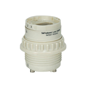 Satco 80-1855 Phenolic Self-Ballasted CFL Lampholder With Uno Ring; 277V, 60Hz, 0.15A; 13W G24q-1 And GX24q-1; 2" Height; 1-1/12" Width