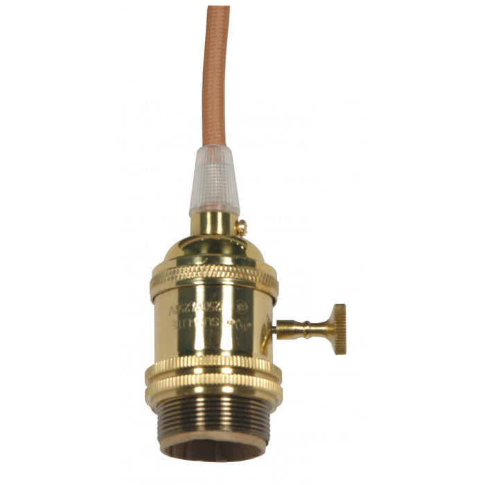 Satco 80-2433 Medium base lampholder 4pc. Solid brass prewired On/Off Uno ring 10ft. 18/2 SVT Light Green Cord Dark antique brass finish