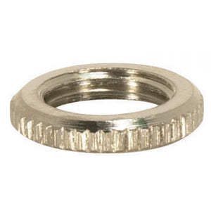 Satco 90-1042 Brass Round Knurled Locknut 9/16" Diameter 1/8 IP 3/32" Thick Nickel Plated Finish