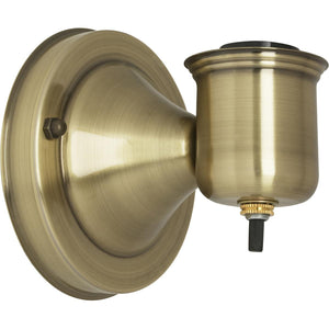 Satco 90-1407 1-5/8" Wired Wall Bracket With Bottom Turn Knob Switch Antique Brass Finish Includes Hardware 60W Max