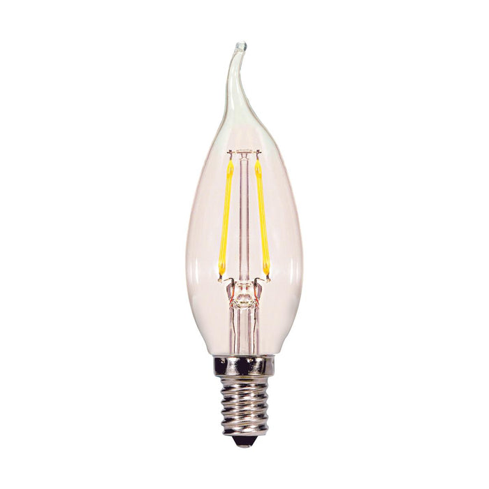 Replacement for Satco S21720 2.5 Watt CA10 LED Clear Candelabra base 2700K 120 Volt 2-Card - NOW S21839